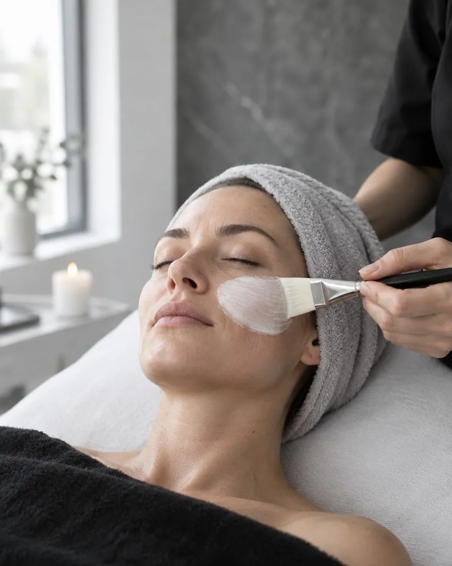 Eine Maske wird mit dem Pinsel aufgetragen